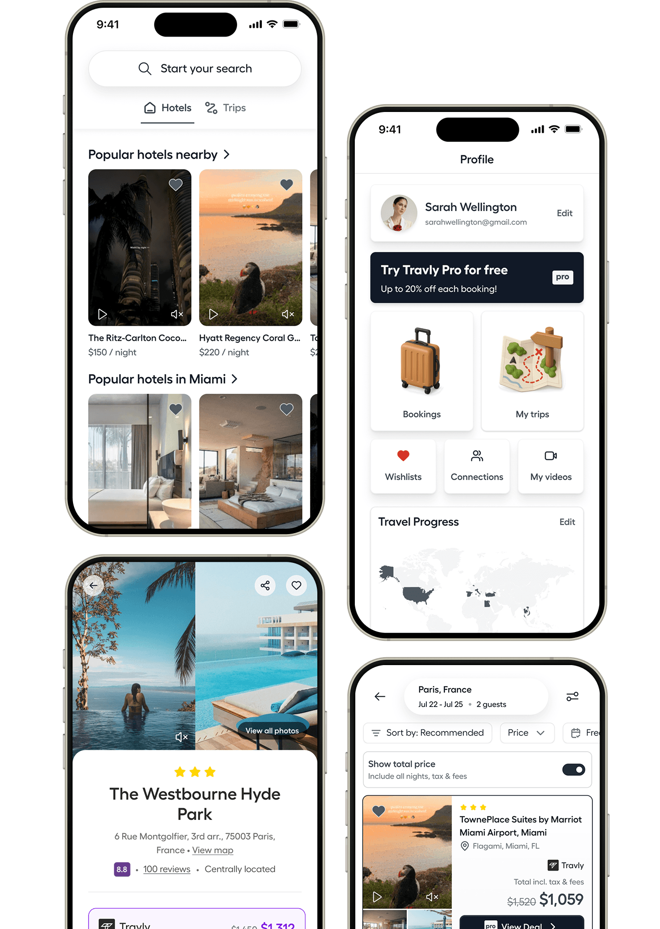 Travly app screens